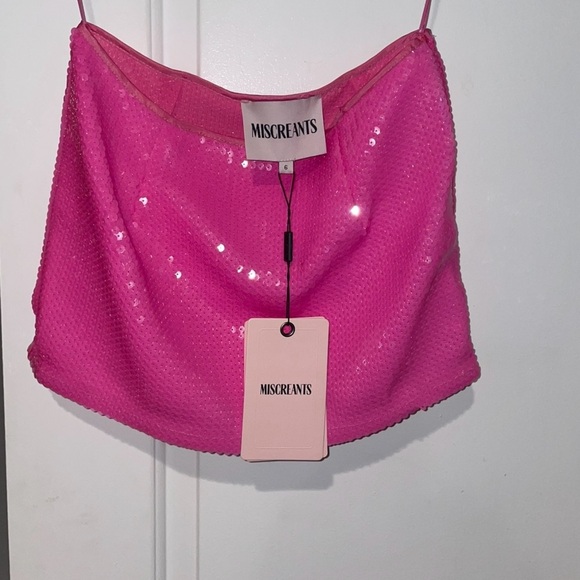 New! Revolve x Miscreants Harper Pink Sequin Mini Skirt 💖 XS NWT! - Picture 7 of 12